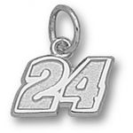 Number 24 Charm - Nascar - Racing in Sterling Silver - Captivating
