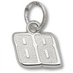 Number 88 Charm - Nascar - Racing in Sterling Silver - Graceful - Unisex Adult
