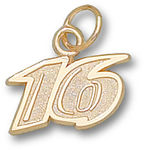 10k Yellow Gold Officially Licensed '16' Greg Biffle #16 Nascar Pendant - 5/16