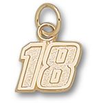 Number 18 Charm - Nascar - Racing in Gold Plated - Alluring - Unisex Adult