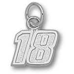 Number 18 Charm - Nascar - Racing in Sterling Silver - Pleasant - Unisex Adult