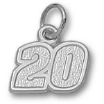 Number 20 Charm - Nascar - Racing in White Gold - 14kt - Flattering