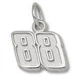 Number 88 Charm - Nascar - Racing in White Gold - 10kt - Astounding