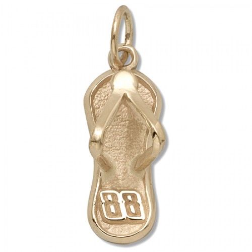 Number 88 Flip Flop Charm - Nascar - Racing in 10kt Yellow Gold - Great