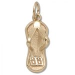 Number 88 Flip Flop Charm - Nascar - Racing in 14kt Yellow Gold - Excellent