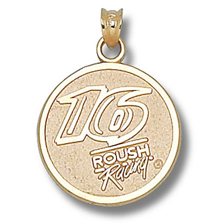 Gold Plating Roush Racing Greg Biffle #16 Round Nascar Pendant - 3/4