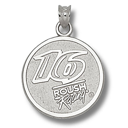 Sterling Silver Roush Racing Greg Biffle #16 Round Nascar Pendant - 3/4