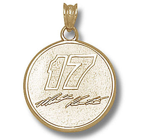 10k Yellow Gold Signature Matt Kenseth #17 Round Nascar Pendant - 3/4