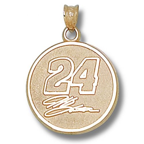 10k Yellow Gold Signature Jeff Gordon #24 Round Nascar Pendant - 3/4
