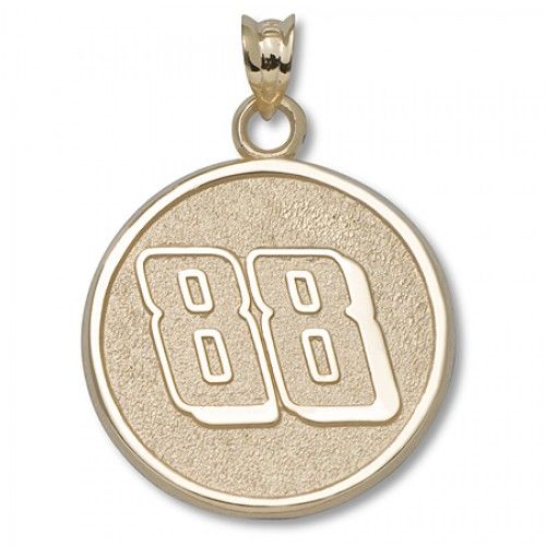 10k Yellow Gold Signature Dale Earnhardt, Jr. #88 Round Nascar Pendant - 3/4