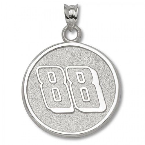 10k White Gold Signature Dale Earnhardt, Jr. #88 Round Nascar Pendant - 3/4