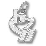 I Heart 11 Charm - Nascar - Racing in Sterling Silver - Fine - Unisex Adult