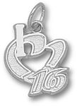 10k White Gold Greg Biffle Nascar Heart Pendant 'I Heart 16' - 1/2