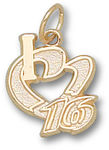 14k Yellow Gold Greg Biffle Nascar Heart Pendant 'I Heart 16' - 1/2