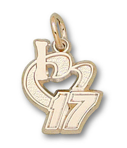 10k Yellow Gold Matt Kenseth Nascar Heart Pendant 'I Heart 17' - 1/2