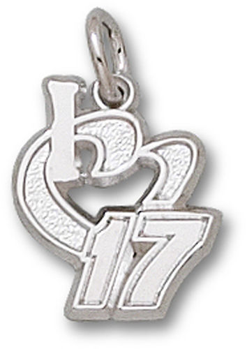 10k White Gold Matt Kenseth Nascar Heart Pendant 'I Heart 17' - 1/2