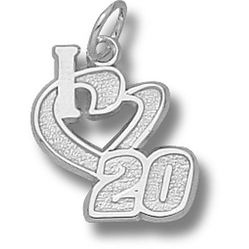 I Heart 20 Charm - Nascar - Racing in White Gold - 10kt - Riveting