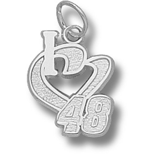 I Heart 48 Charm - Nascar - Racing in White Gold - 10kt - Excellent