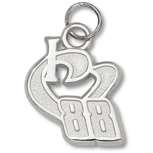 I Heart 88 Charm - Nascar - Racing in White Gold - 10kt - Graceful