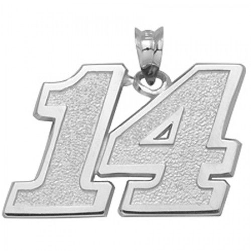 14k White Gold Officially Licensed Tony Stewart '14' Nascar Pendant - 1/2