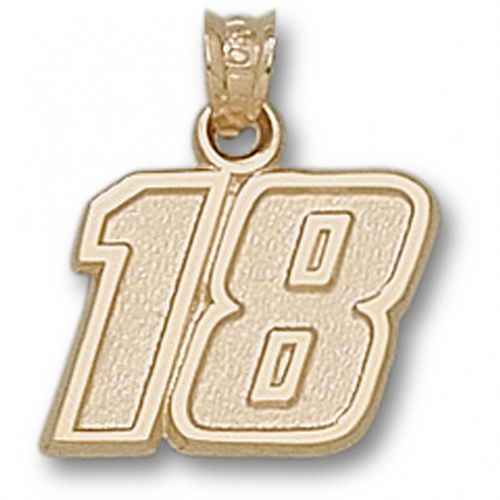 10k Yellow Gold Officially Licensed Kyle Busch '18' Nascar Pendant - 1/2