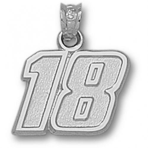 10k White Gold Officially Licensed Kyle Busch '18' Nascar Pendant - 1/2