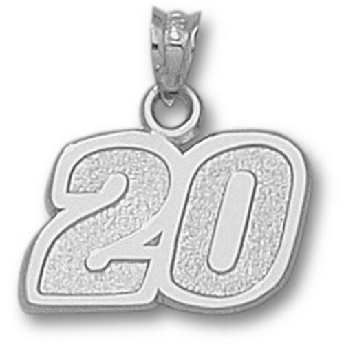 10k White Gold Officially Licensed Joey Logano '20' Nascar Pendant - 1/2