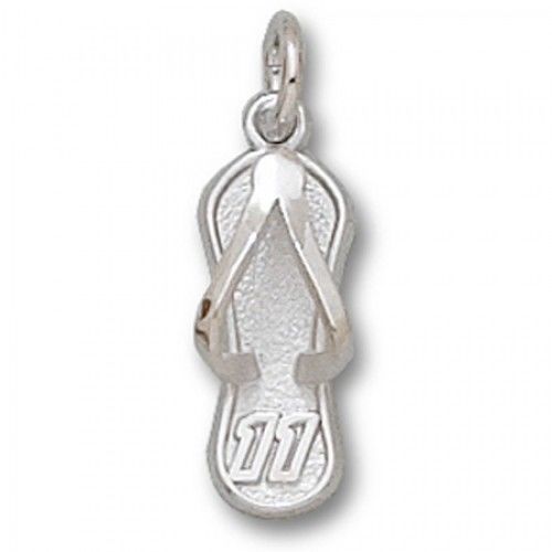 Number 11 Flip Flop Charm - Nascar - Racing in White Gold - 10kt - Stylish