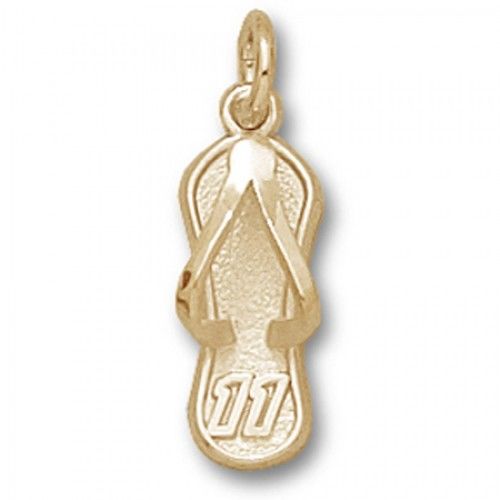 Number 11 Flip Flop Charm - Nascar - Racing in 14kt Yellow Gold - Striking
