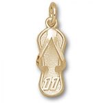 Number 11 Flip Flop Charm - Nascar - Racing in Gold Plated - Grand