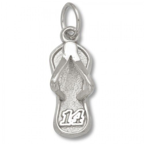 Number 14 Flip Flop Charm - Nascar - Racing in White Gold - 10kt - Impressive