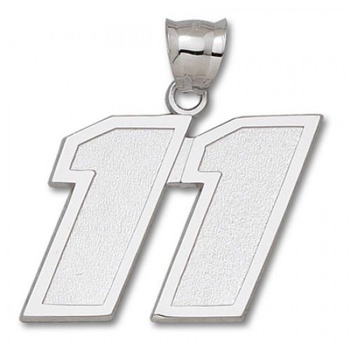 10k White Gold Driver #11 Denny Hamlin Nascar Pendant - 1 1/2