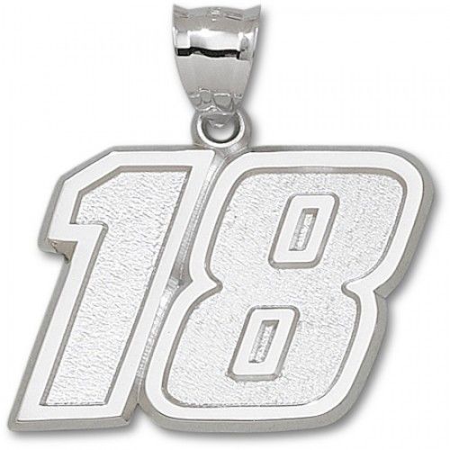 10k White Gold Driver #18 Kyle Busch Nascar Pendant - 1 1/2