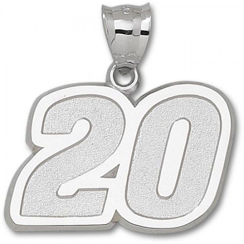 Sterling Silver Driver #20 Joey Logano Nascar Pendant - 1 1/2