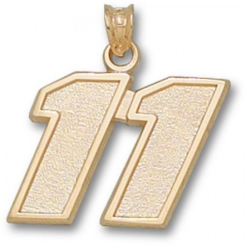 14k Yellow Gold Driver Denny Hamlin #11 Nascar Pendant - 5/8