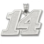 14k White Gold Driver Tony Stewart #14 Nascar Pendant - 5/8