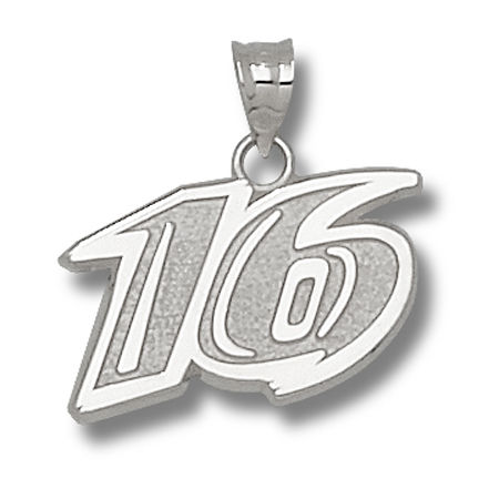 14k White Gold Driver Greg Biffle #16 Nascar Pendant - 5/8