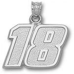 10k White Gold Driver Kyle Busch #18 Nascar Pendant - 5/8