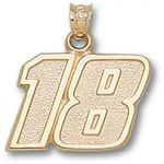 14k Yellow Gold Driver Kyle Busch #18 Nascar Pendant - 5/8