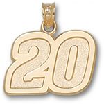 14k Yellow Gold Driver Joey Logano #20 Nascar Pendant - 5/8
