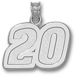 14k White Gold Driver Joey Logano #20 Nascar Pendant - 5/8