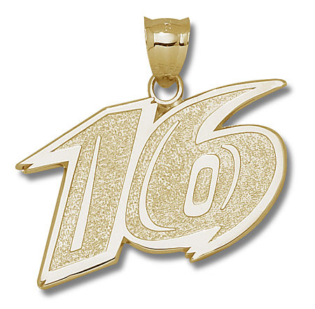 10k Yellow Gold #16 Greg Biffle Nascar Pendant - 1 1/4