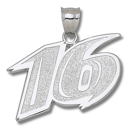 14k White Gold #16 Greg Biffle Nascar Pendant - 1 1/4