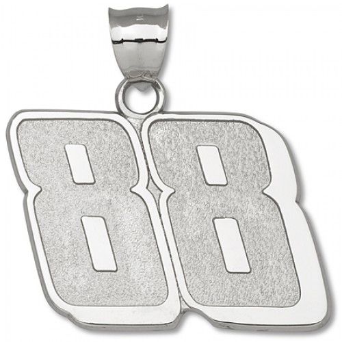 10k White Gold #88 Dale Earnhardt, Jr Nascar Pendant - 1 1/4