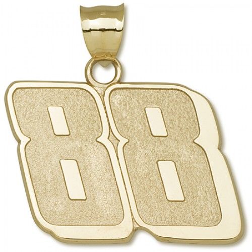 14k Yellow Gold #88 Dale Earnhardt, Jr Nascar Pendant - 1 1/4