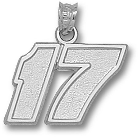 10k White Gold Driver Number '17' Matt Kenseth Nascar Pendant - 7/16