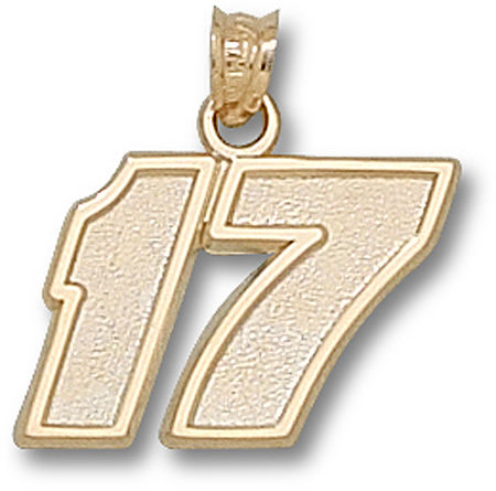 14k Yellow Gold Driver Number '17' Matt Kenseth Nascar Pendant - 7/16