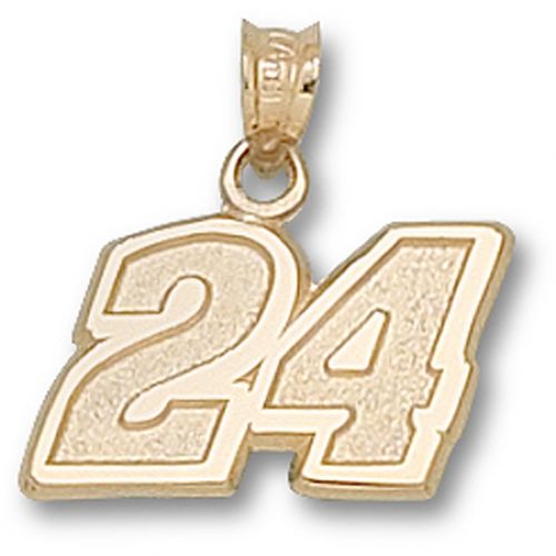 10k Yellow Gold Driver Number '24' Jeff Gordon Nascar Pendant - 7/16