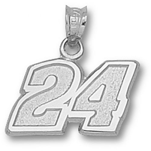 10k White Gold Driver Number '24' Jeff Gordon Nascar Pendant - 7/16