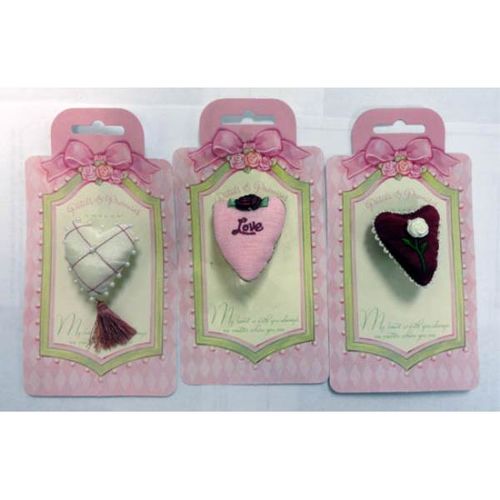 Heart Shaped Fabric Lapel Pin Case Pack 12